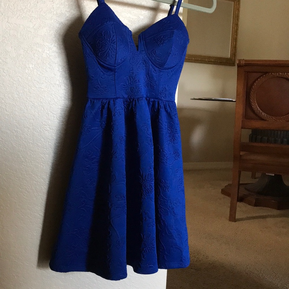 Blue Floral Bustier Mini Dress